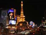 Ballys and Paris hotels as night