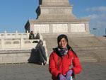 Sonya the Monument to the People's Heroes and the Great Hall of the People at Tiananmen Square
