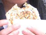 Sonya enjoying her traditional pastry