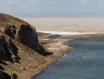 The rocky cliffs situated on the edges of Lake Kokonor
