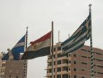 Greek Orthodox Church flag, Egyptian flag and Greece flag