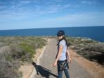 Sonya walking towards Natural Bridge
